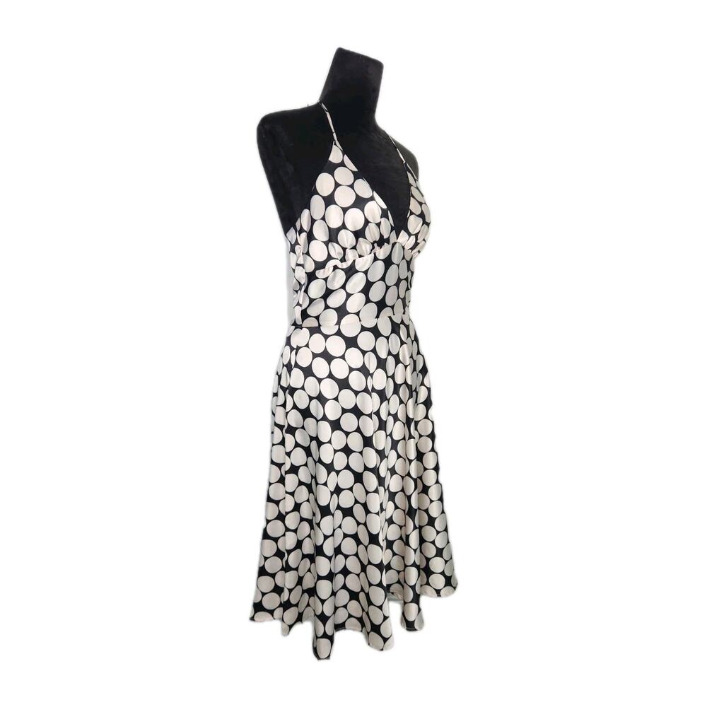 Alyn Paige Vtg Y2K Halter Midi Satin Dress Polka Dot Baby Doll Marilyn Size 5/6 - Picture 2 of 8